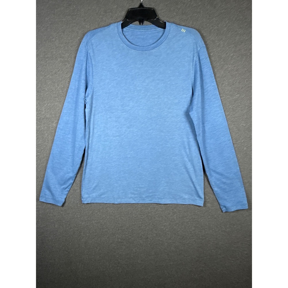 Lululemon Mens Blue Heathered Long Sleeve Crew Neck Training Shirt gym athletic